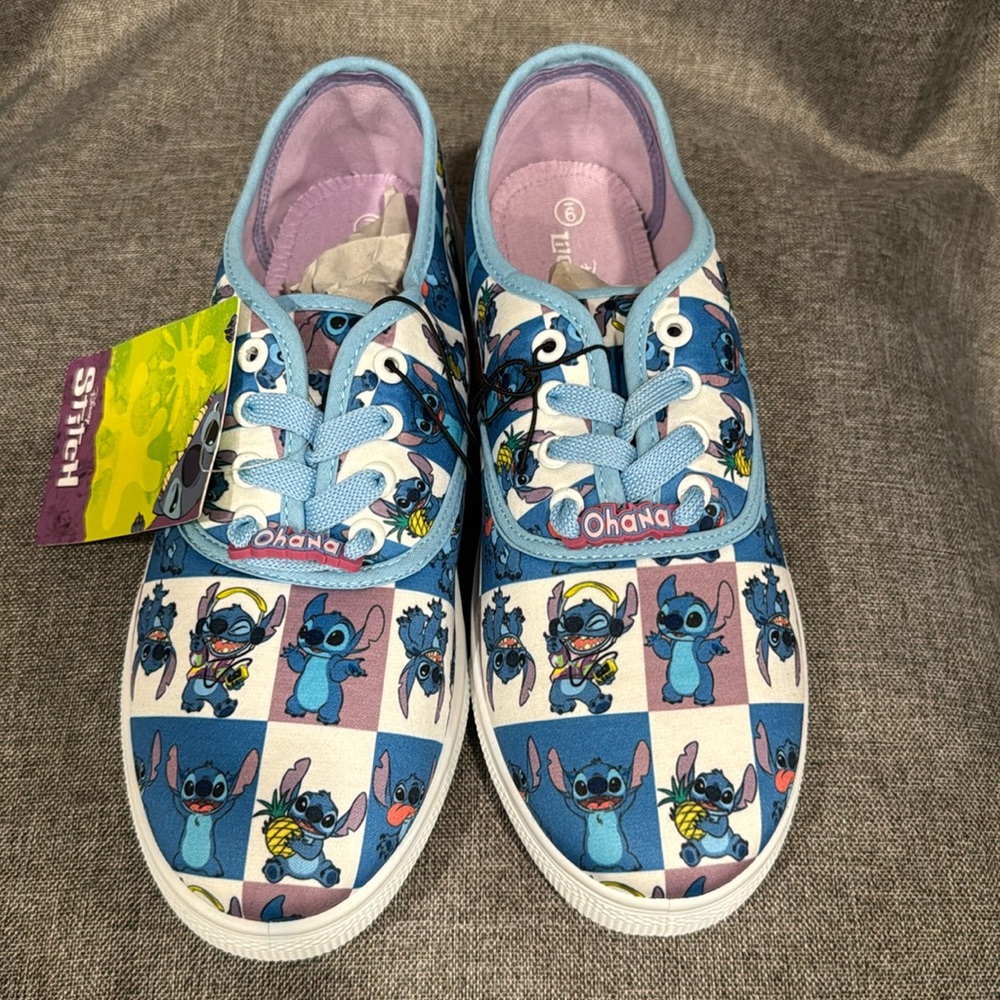 Women's Disney Stitch Low Top Laced Sneaker, Size 9 NWT